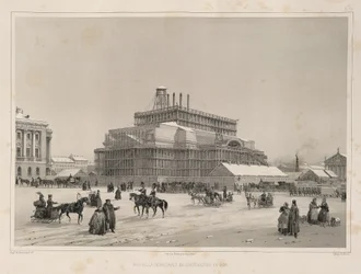 Bouw werkzaamheden ca. 1838 Uit: De bouw van de Sint-Isaacskathedraal, 1845