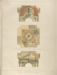 Detail van de bouw van de klokkentoren Uit: De bouw van de Sint-Isaacskathedraal, 1845