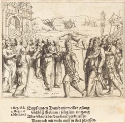 David wordt verwelkomd na het doden van Goliath, en Sauls jaloezie