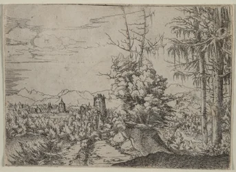Landschap met twee dennen