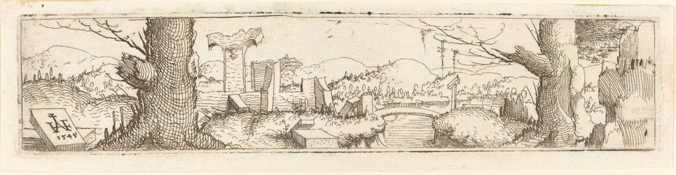 Landschap met een Beek en Ruïnes