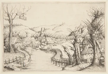 Landschap met een Kronkelende Houten Brug
