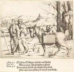 Mozes keert terug naar Egypte vanuit Midian, 1549