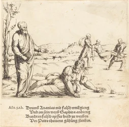 De straf van Ananias en Saffira, 1549