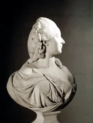 Portret van Jeanne Becu, gravin (of Madame) du Barry (1743-1793), marmeren beeldhouwwerk van Augustin Pajou (1730-1809), Parijs, Musée du Louvre - Madame du Barry, geboren Marie Jeanne Becu