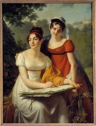 Portret van de dames Duval. Schilderij door Jacques Augustin Catherine (Jacques-Augustin-Catherine) Pajou (1766-1828)