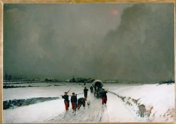 De achterblijvers (olieverf op doek)