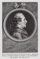 Pierre Beaumarchais, Frans toneelschrijver (gravure)