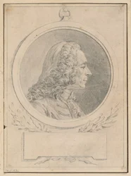 Portret van Voltaire, naar zijn buste door Jean-Baptiste Lemoyne II