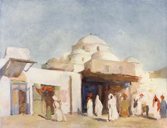 Moskee koepels in Tunis (kleurenlitho)