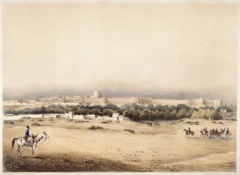 Sir Charles Napier op de voorgrond gevolgd door zijn escorte van Scinde paard, Hyderabad, c.1850