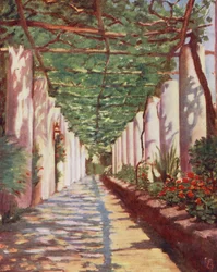 Terras van Cappucini Hotel, Amalfi, in volle zomer