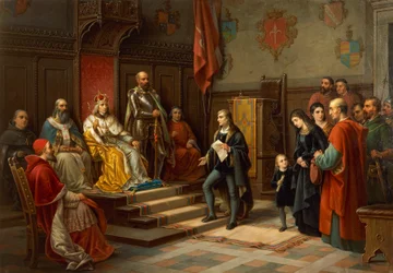 Frederik III, aangespoord om tegen de Turken op te trekken door de Triëstse dichter Raffaele Zovenzoni