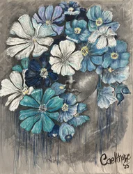 Blauw bloemenportret