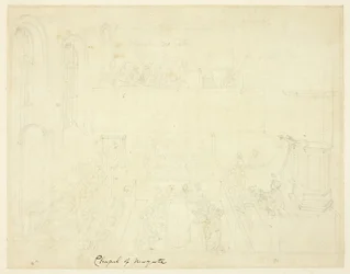 Studie voor kapel van Newgate, uit Microkosmos van Londen
