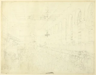 Studie voor The Long Room, Custom House, van Microkosmos van Londen