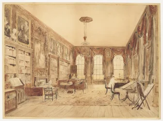 Het Interieur van de Bibliotheek in Cassiobury