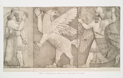 Bas-reliëfs bij een ingang van een kleine tempel in Nimroud [Calah], 1853