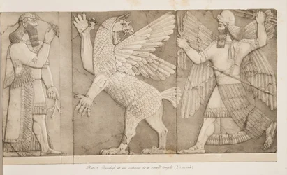 Bas-reliëfs bij een ingang van een kleine tempel (Nimroud), uit Monumenten van Nineveh, uitgegeven 1849