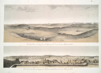Uitzicht op de heuvels van Kouyunjik [Quyunjik] en Nebbi Yunus, en de overblijfselen van de buitenmuren, vanuit Mosul
