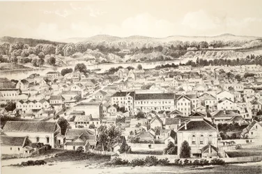 Brisbane, uit The History of Australasia door David Blair, McGrady, Thomson, en Niven, 1879