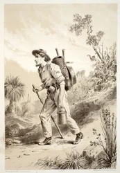 Digger op de Tramp, uit The History of Australasia door David Blair, McGrady, Thomson, en Niven, 1879