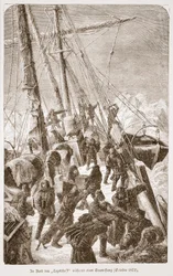 Aan boord van de Tegetthof tijdens een ijsstorm, oktober 1872, 1876