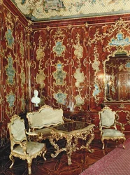 De Miljoenenkamer, betimmerd met vijgenhout ingelegd met Perzische miniaturen en versierd met vergulde ornamenten, Slot Schönbrunn, Wenen