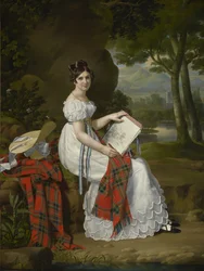 Vrouw die Schetst in een Landschap, ca. 1830