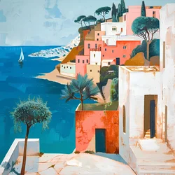 Zonnig mediterraan dorp