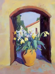 Bloemen voor een zonnig raam