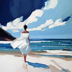 Vrouw die over het strand loopt