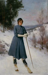 Meisje op ski