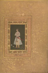 Portret van Jahangir Beg, Jansipar Khan, folio uit het Shah Jahan Album, ca. 1627