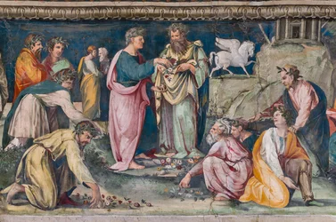 Parnassus, met Pegasus en Dichters