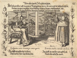 Von allerhandt Freudenvöglen, illustratie uit Petrarch, Glück und Unglück Spiegel, figur...