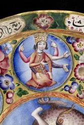 Kom met deksel, schotel en lepel met astrologische decoratie