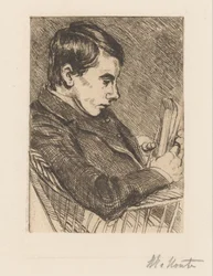 Portret van H.W. Mouton met boek