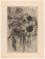 Zonnebloemen in een vaas
