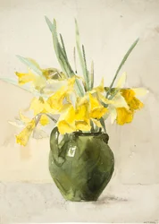 Boeketten van gele bloemen in een vaas