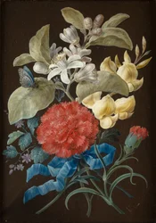 Set van vier stillevens met vlinders