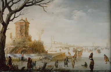 Winterlandschap met schaatsers