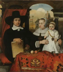 Willem van der Helm (c 1625-75), stadsarchitect van Leiden, met zijn vrouw Belytgen Cornelisdr van der Schelt (d 1661) en hun zoon Leendert (1622-64)