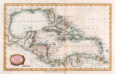 Kaart van de West-Indië, 18e eeuw