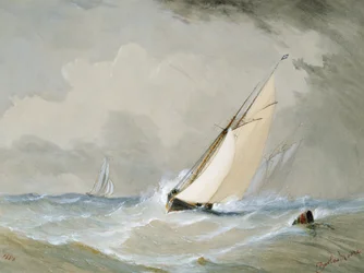 De Miranda in actie vanaf het lichtschip Weilingen bij harde wind - Oostende 1880