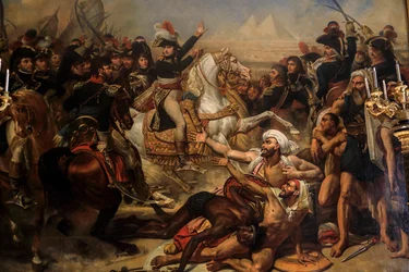 Bonaparte houdt een toespraak voor zijn leger vóór de Slag bij de Piramiden. 1810