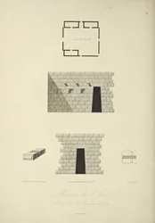 Huis van de Inca in Callo in het Koninkrijk Quito, getekend door Gmelin, gegraveerd door Bouquet, illustratie uit "Vues des Cordillères et Monumens des Peuples Indigènes de l