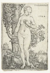 Dood van Cleopatra met slang bij een vijgenboom