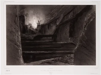 Gezicht in de Mijnen van Wieliczka, Polen, 20 maart 1840, gegraveerd door Sabatier