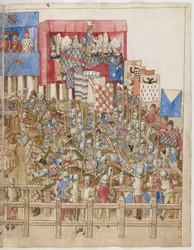 Miniatuur uit het Boek der Toernooien van Koning René van Anjou, tekeningen van Barthélemy d